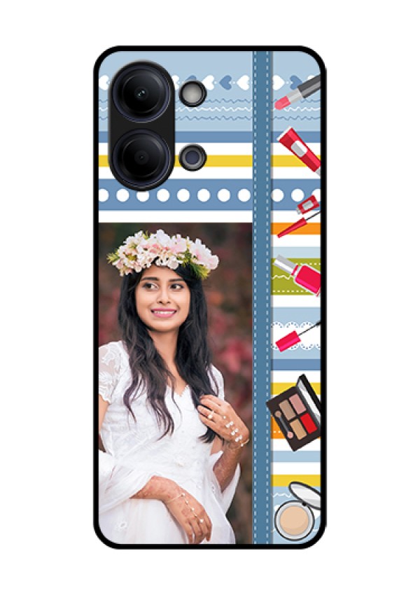 Vivo Y21 5G Custom Glass Phone Case - Makeup Icons Design