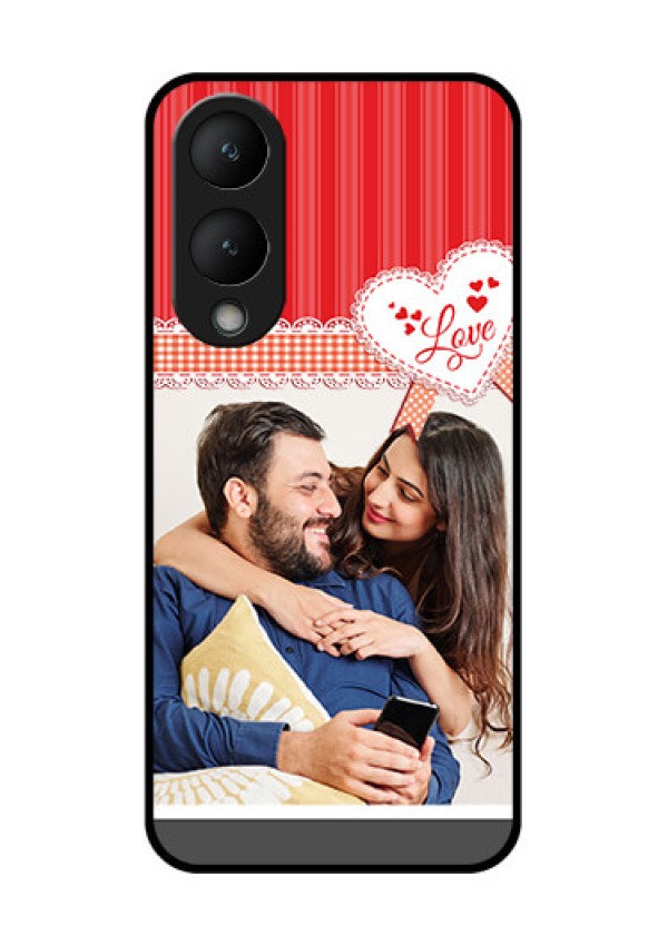 Vivo Y28 5G Custom Glass Phone Case - Red Love Pattern Design
