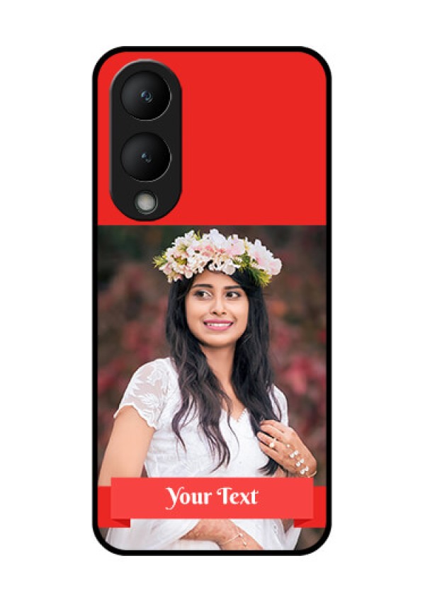 Vivo Y28 5G Custom Glass Phone Case - Simple Red Color Design