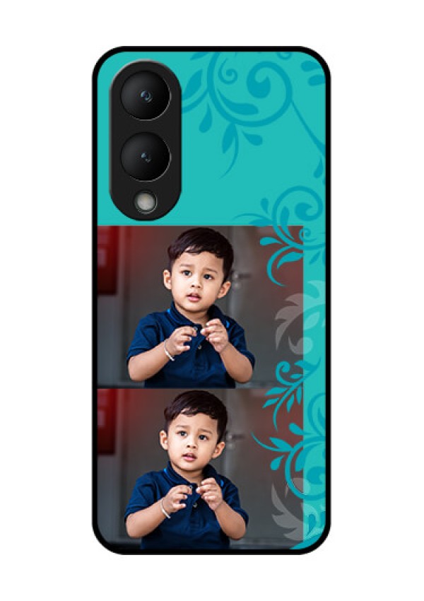 Vivo Y28 5G Custom Glass Phone Case - With Photo And Green Floral Design
