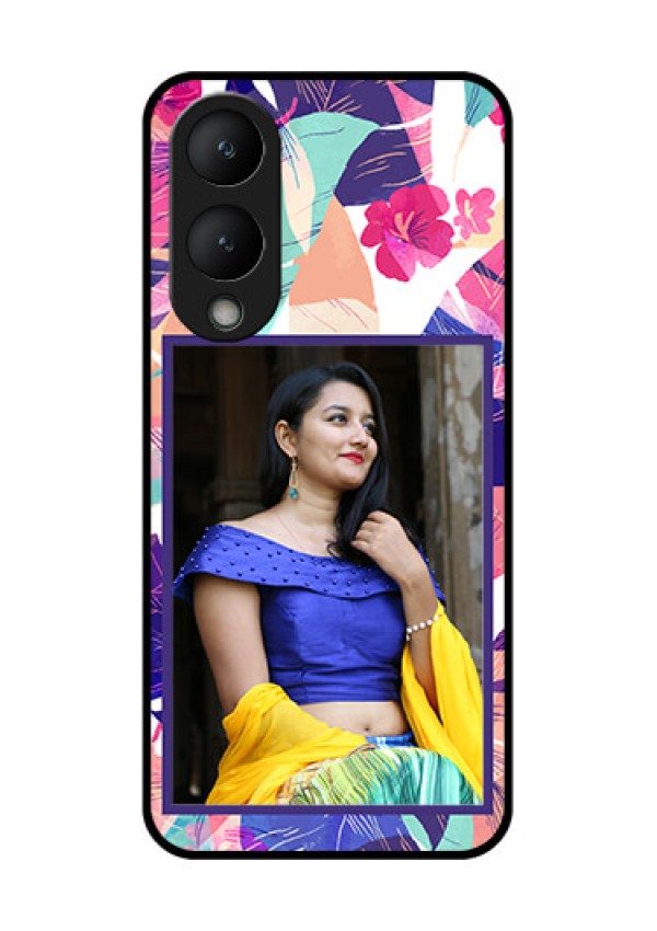 Vivo Y28 5G Custom Glass Phone Case - Abstract Floral Design