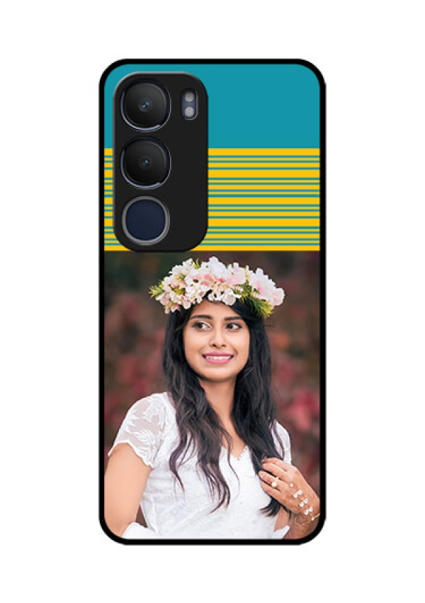 Vivo Y29 5G Custom Glass Phone CaseYellow and Blue Design