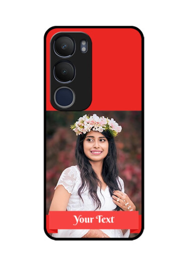 Vivo Y29 5G Custom Glass Phone CaseSimple Red Color Design