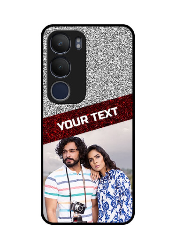 Vivo Y29 5G Custom Glass Phone CaseImage Holder With Glitter Strip Design