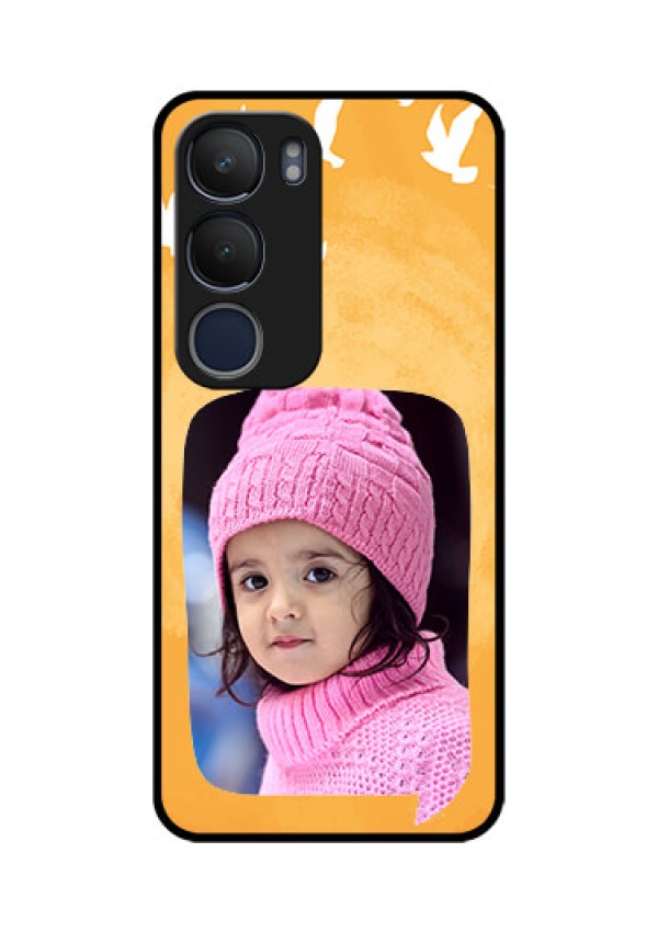 Vivo Y29 5G Custom Glass Phone CaseWater Color Design With Bird Icons