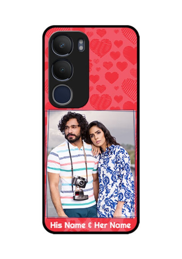 Vivo Y29 5G Custom Glass Phone CaseWith Red Heart Symbols Design
