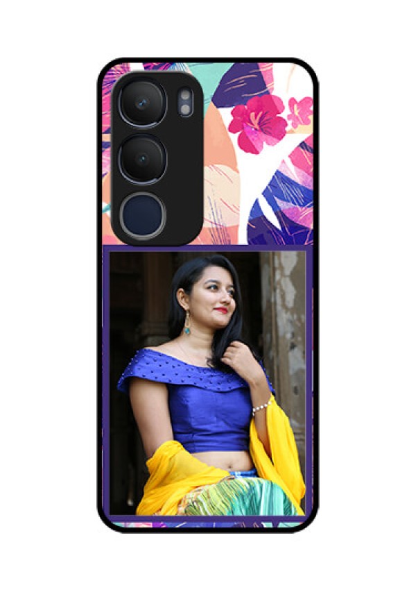 Vivo Y29 5G Custom Glass Phone CaseAbstract Floral Design