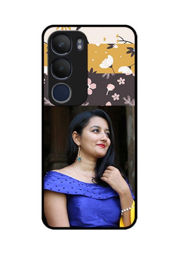 Vivo Y29 5G Custom Glass Phone CaseStylish Floral Design