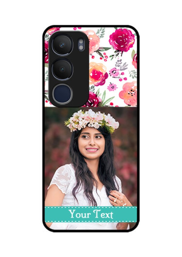 Vivo Y29 5G Custom Glass Phone CaseWater Colors Floral Design