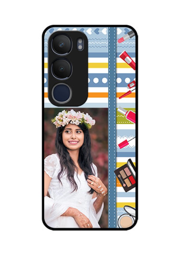 Vivo Y29 5G Custom Glass Phone CaseMakeup Icons Design