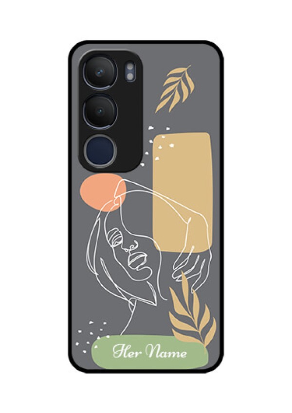 Vivo Y29 5G Custom Glass Phone CaseGazing Woman Line Art Design