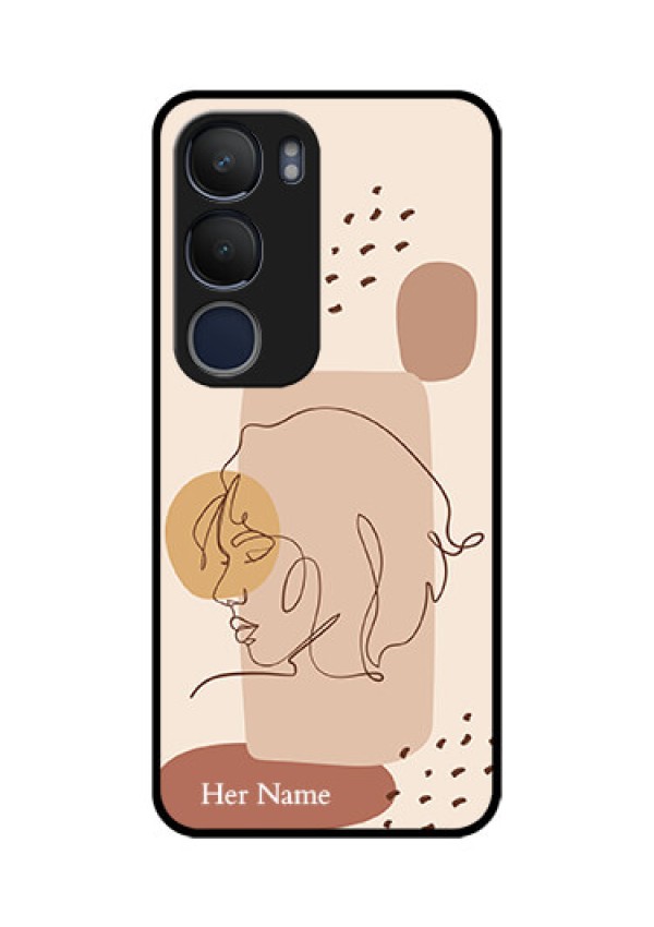 Vivo Y29 5G Custom Glass Phone CaseCalm Woman Line Art Design