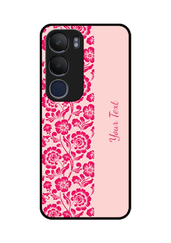 Vivo Y29 5G Custom Glass Phone CaseAttractive Floral Pattern Design