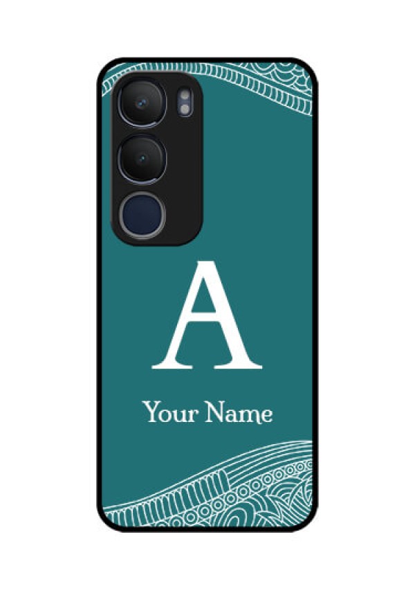 Vivo Y29 5G Custom Glass Phone CaseLine Art Pattern With Custom Name Design