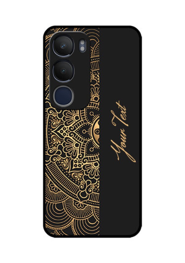 Vivo Y29 5G Custom Glass Phone CaseMandala Art With Custom Text Design