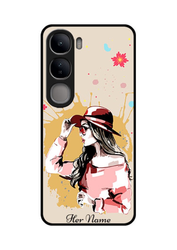 Vivo Y300 5G Custom Glass Phone CaseWomen With Pink Hat Design