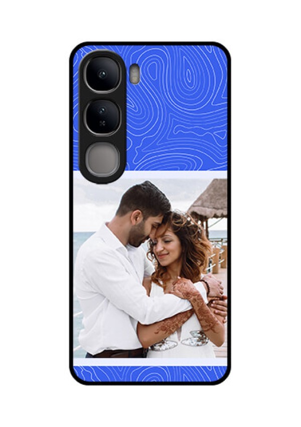 Vivo Y300 5G Custom Glass Phone CaseCurved Line Art With Blue And White Design