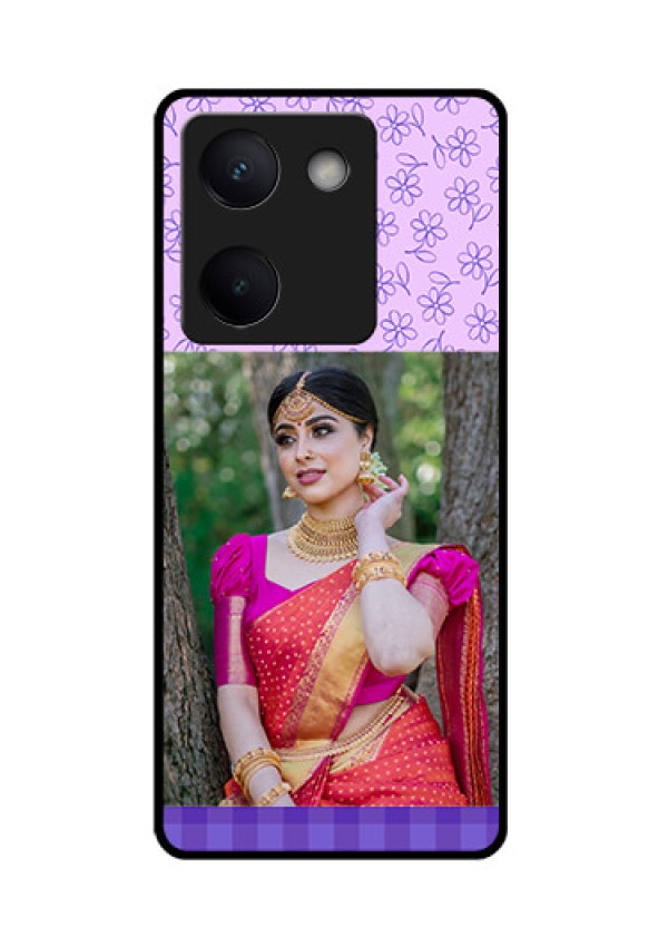 Vivo Y300 Plus 5G Custom Glass Phone Case - Purple Floral Design
