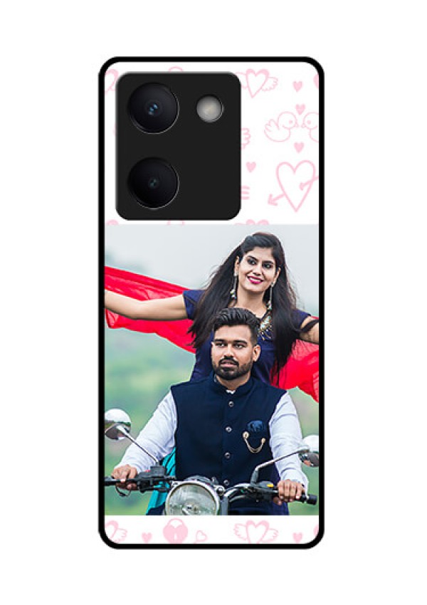 Vivo Y300 Plus 5G Custom Glass Phone Case - Pink Flying Heart Design