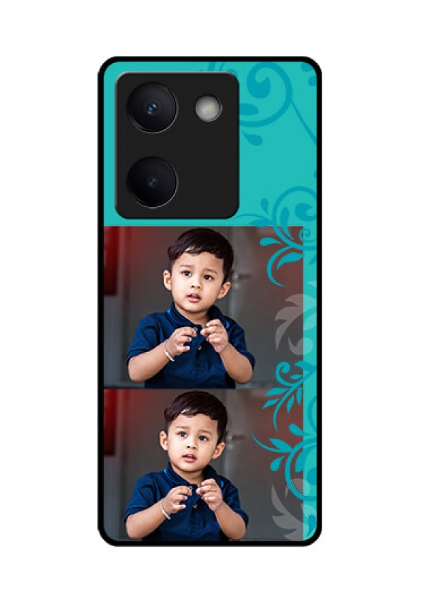 Vivo Y300 Plus 5G Custom Glass Phone Case - With Photo And Green Floral Design
