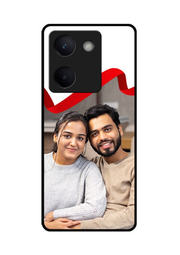 Vivo Y300 Plus 5G Custom Glass Phone Case - Red Ribbon Frame Design