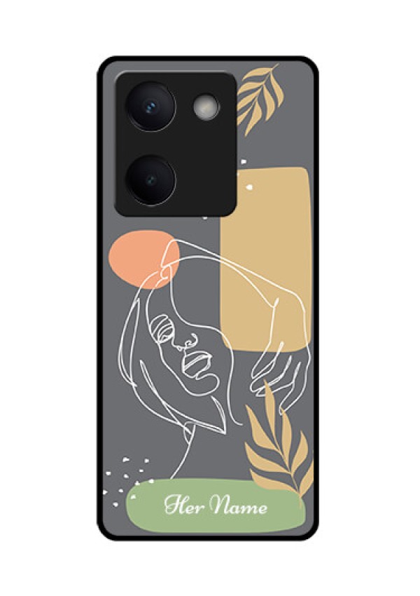Vivo Y300 Plus 5G Custom Glass Phone Case - Gazing Woman Line Art Design