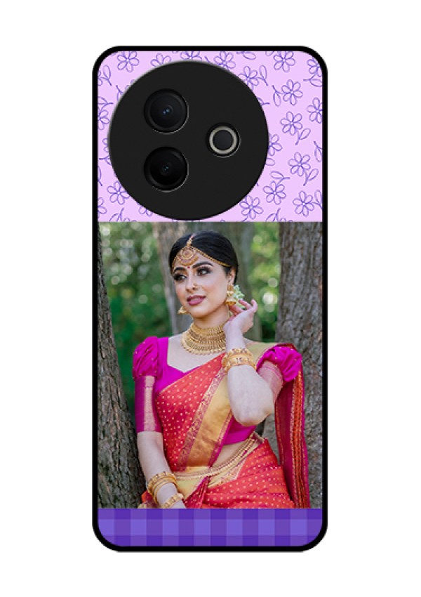 Vivo Y39 5G Custom Glass Phone Case - Purple Floral Design