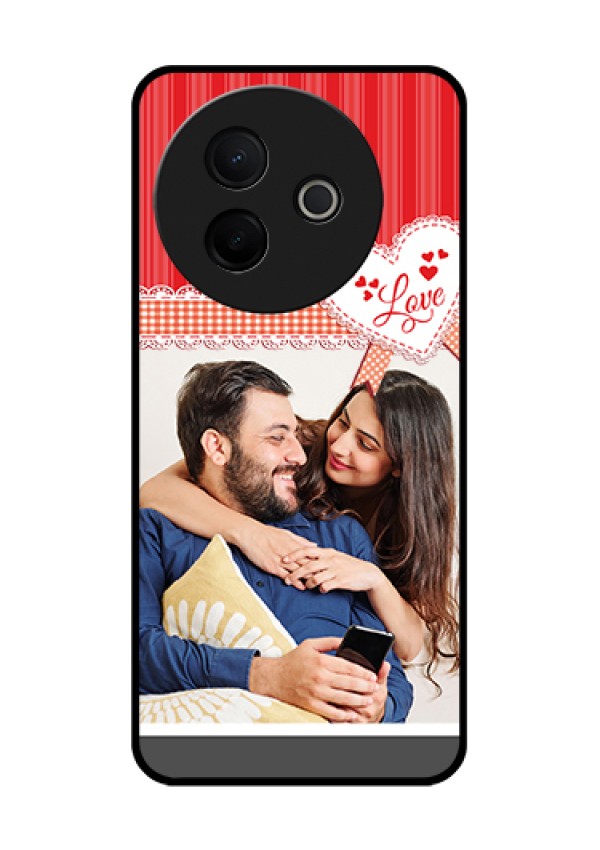 Vivo Y39 5G Custom Glass Phone Case - Red Love Pattern Design