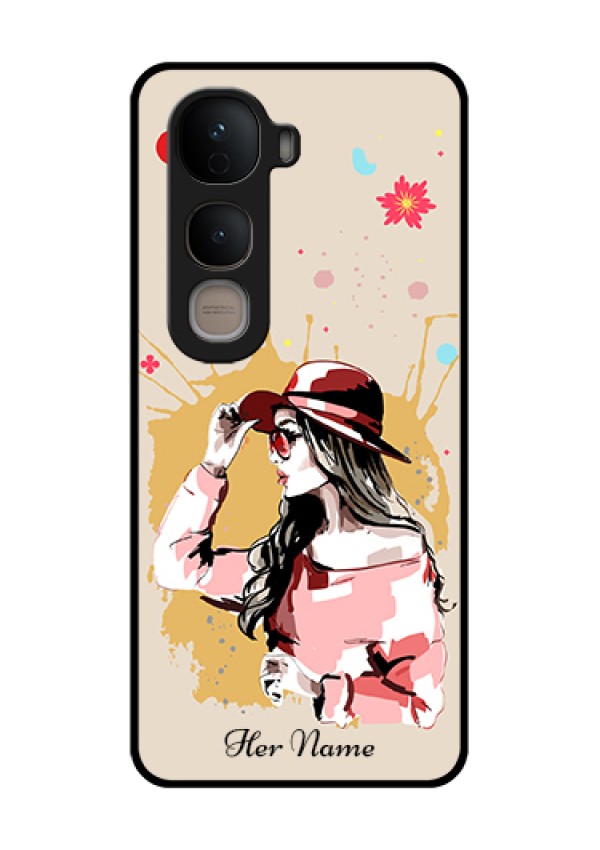 Vivo Y400 5G Custom Glass Phone Case - Women With Pink Hat Design