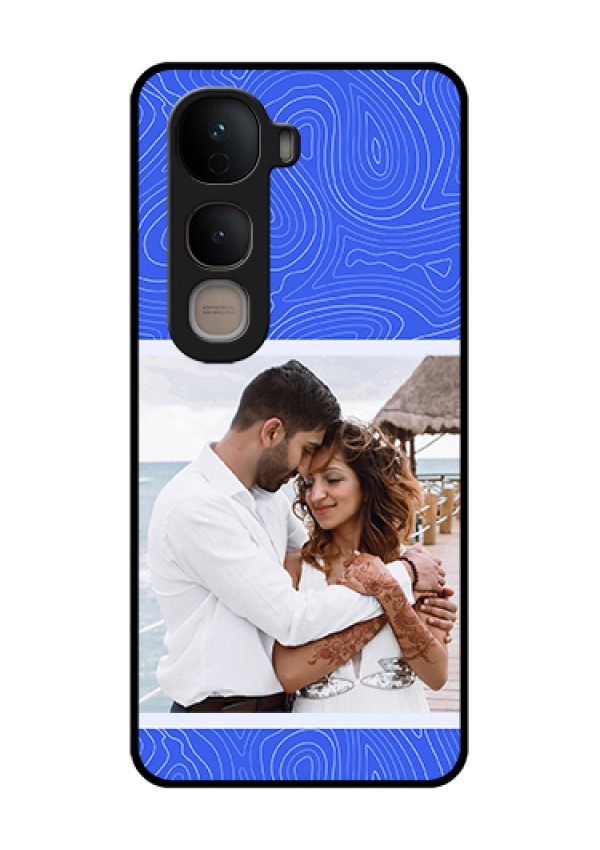 Vivo Y400 5G Custom Glass Phone Case - Curved Line Art With Blue And White Design
