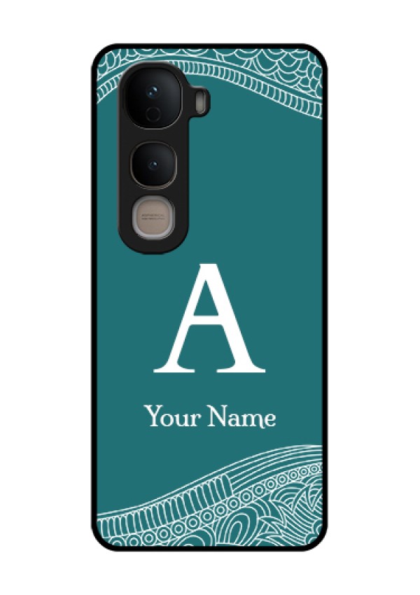 Vivo Y400 5G Custom Glass Phone Case - Line Art Pattern With Custom Name Design