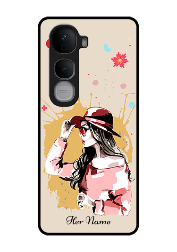 Vivo Y400 Pro 5G Custom Glass Phone Case - Women With Pink Hat Design