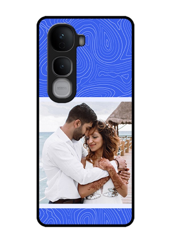 Vivo Y400 Pro 5G Custom Glass Phone Case - Curved Line Art With Blue And White Design