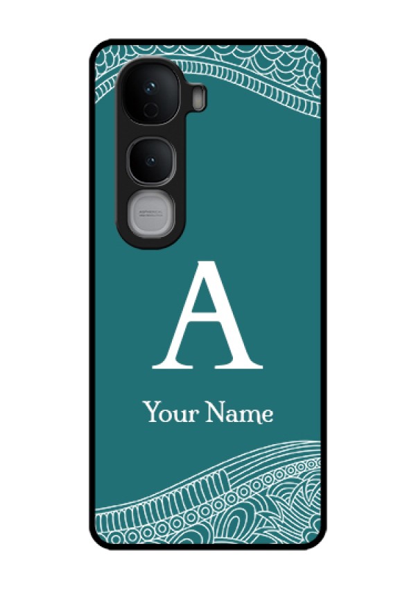 Vivo Y400 Pro 5G Custom Glass Phone Case - Line Art Pattern With Custom Name Design