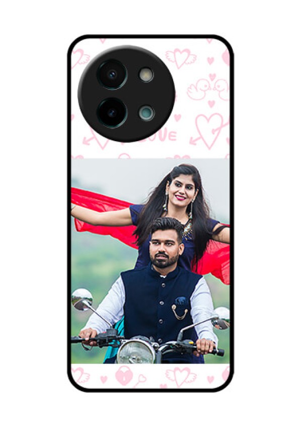 Vivo Y58 5G Custom Glass Phone CasePink Flying Heart Design