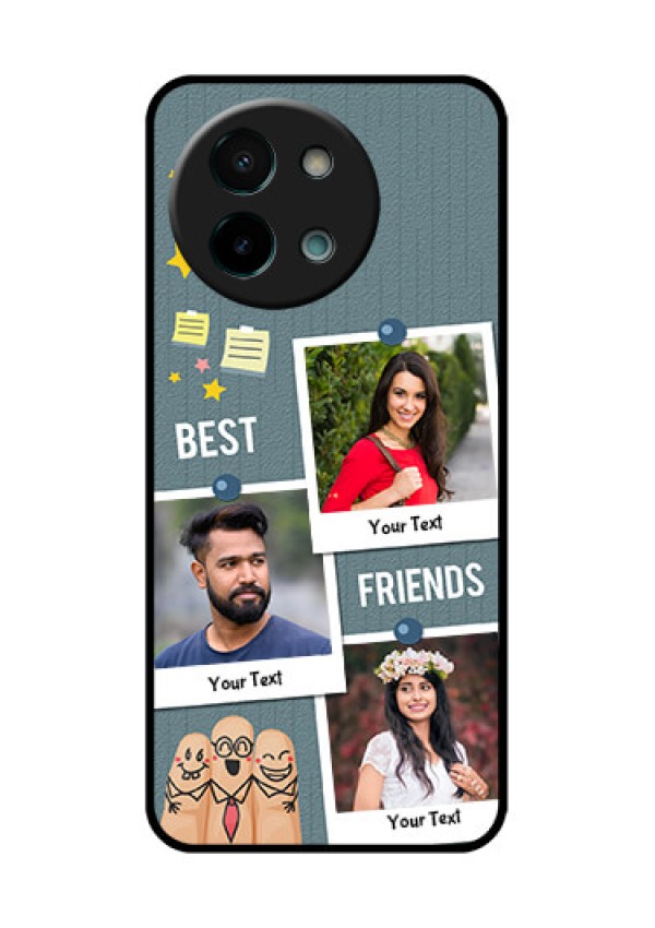 Vivo Y58 5G Custom Glass Phone CaseSticky Frames And Friendship Design