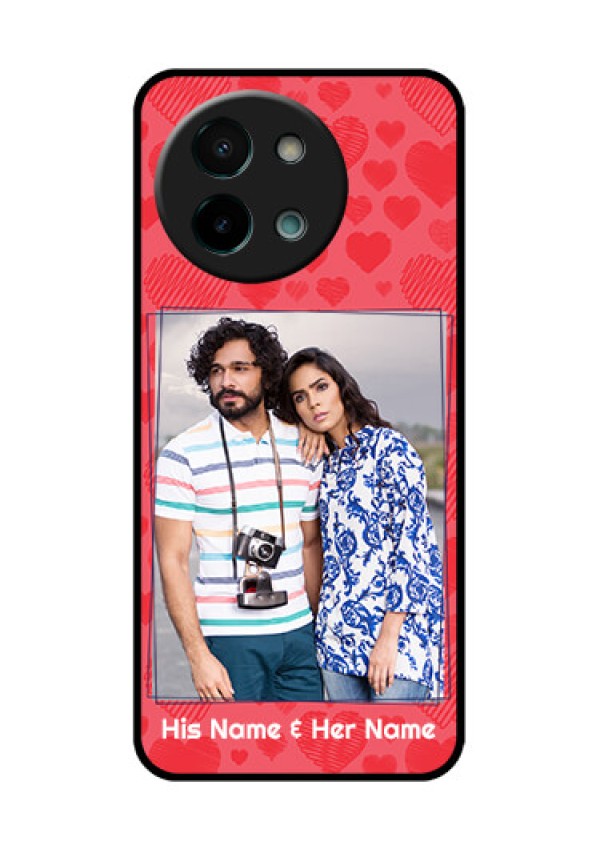 Vivo Y58 5G Custom Glass Phone CaseWith Red Heart Symbols Design