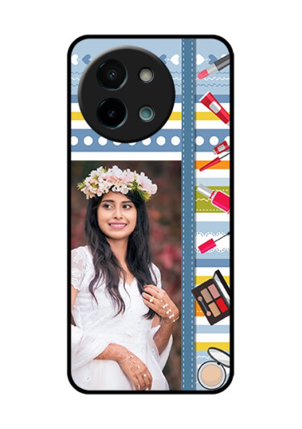 Vivo Y58 5G Custom Glass Phone CaseMakeup Icons Design