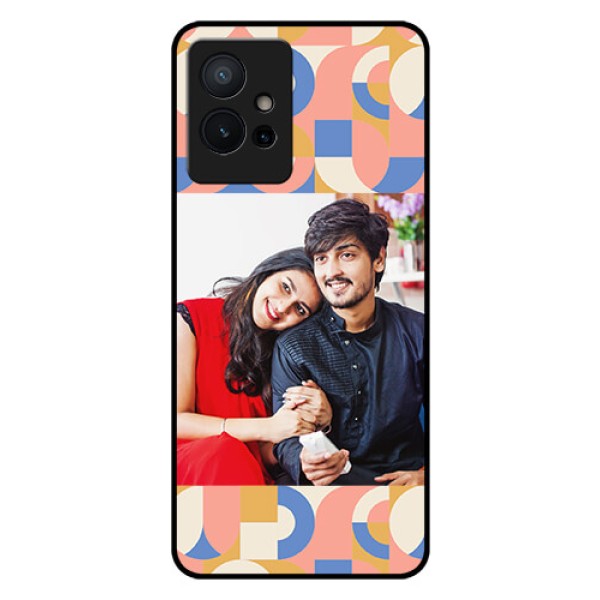 Vivo Y75 5G Photo Printing on Glass Case - Semi-circle Maze Pattern Design