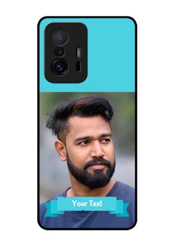 Xiaomi 11T Pro 5G Personalized Glass Phone Case - Simple Blue Color Design