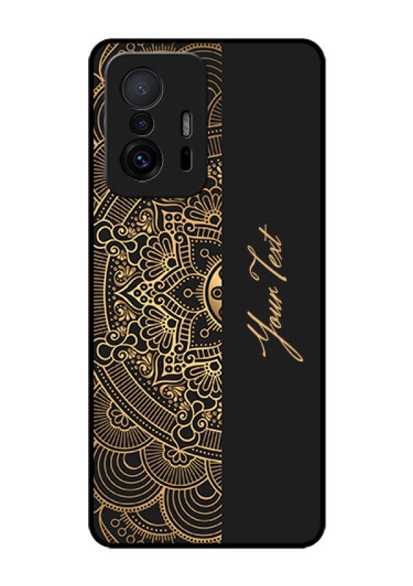 Xiaomi 11T Pro 5G Photo Printing on Glass Case - Mandala art with custom text Design
