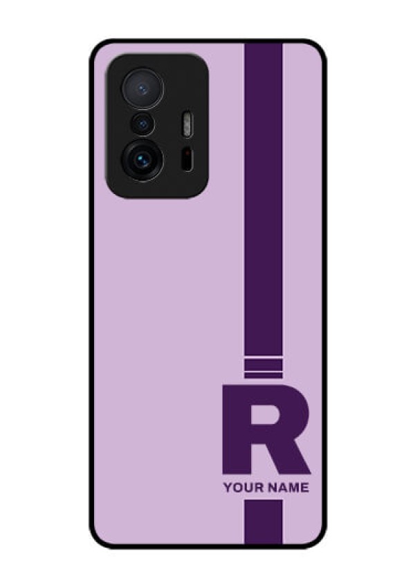 Xiaomi 11T Pro 5G Photo Printing on Glass Case - Simple dual tone stripe with name Design