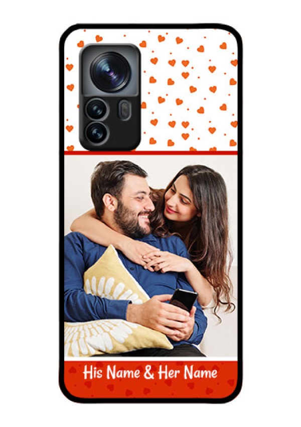Xiaomi 12 Pro 5G Custom Glass Phone Case - Orange Love Symbol Design