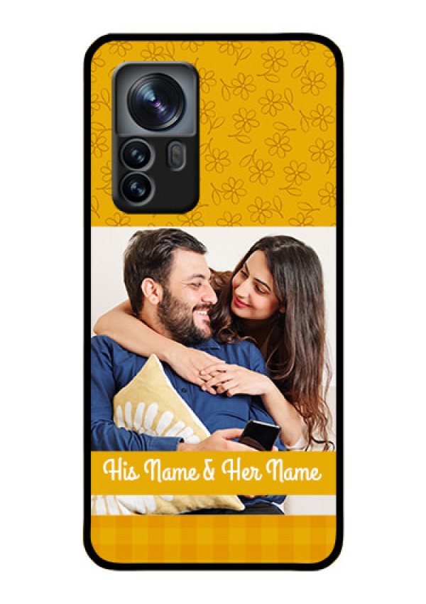 Xiaomi 12 Pro 5G Custom Glass Mobile Case - Yellow Floral Design