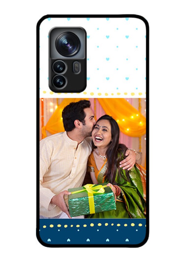 Xiaomi 12 Pro 5G Personalized Glass Phone Case - White and Blue Abstract Design