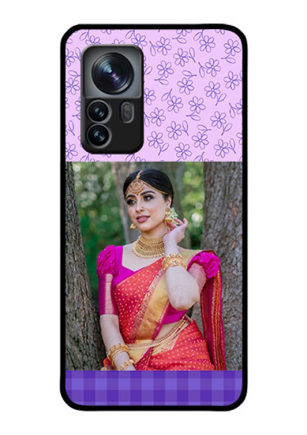 Xiaomi 12 Pro 5G Custom Glass Phone Case - Purple Floral Design