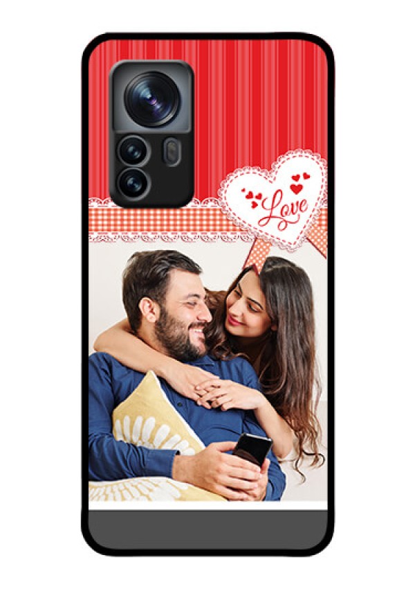 Xiaomi 12 Pro 5G Custom Glass Mobile Case - Red Love Pattern Design