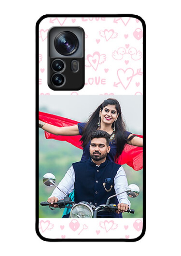 Xiaomi 12 Pro 5G Custom Glass Mobile Case - Pink Flying Heart Design