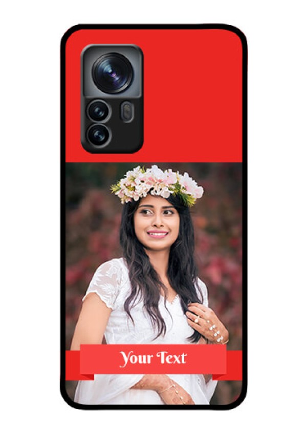 Xiaomi 12 Pro 5G Custom Glass Phone Case - Simple Red Color Design
