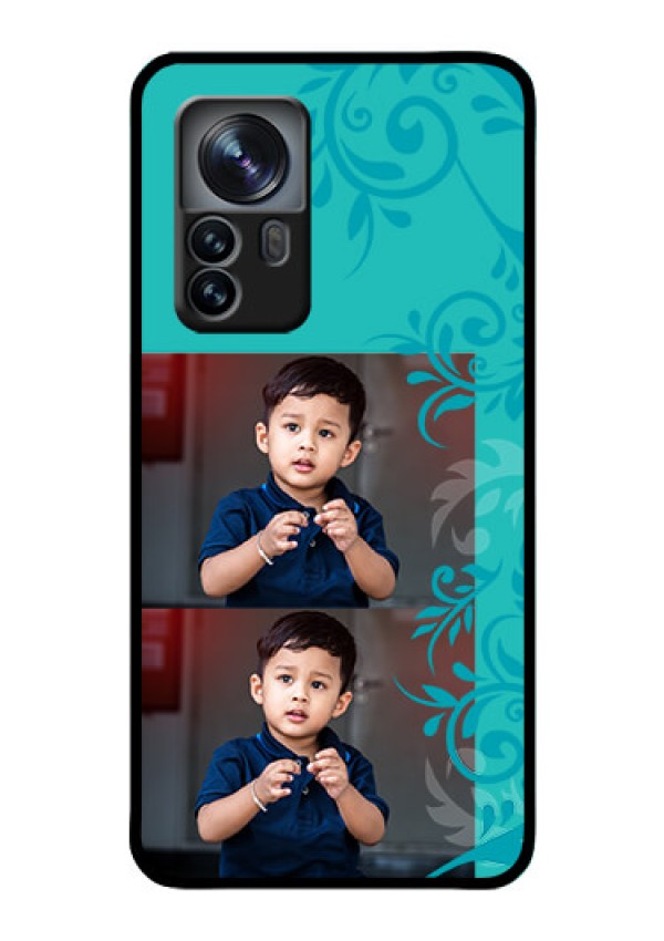 Xiaomi 12 Pro 5G Personalized Glass Phone Case - with Photo and Green Floral Design